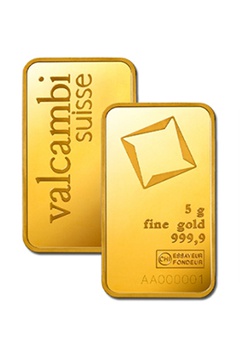 5gm Gold Bar 999.9 - Valcambi Suisse