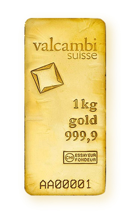 1kg Gold Bar 999.9 - Valcambi Cast