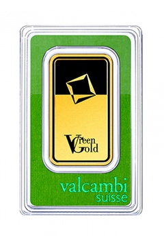 100gm Green Gold Bar 999.9 - Valcambi Suisse