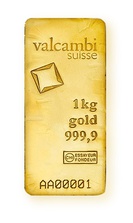 1kg Gold Bar 999.9 - Valcambi Cast